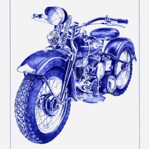 Gribouillage : moto Harley-Davidson 750 WLA