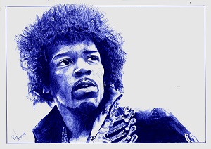 Gribouillages : portrait de Jimi Hendrix