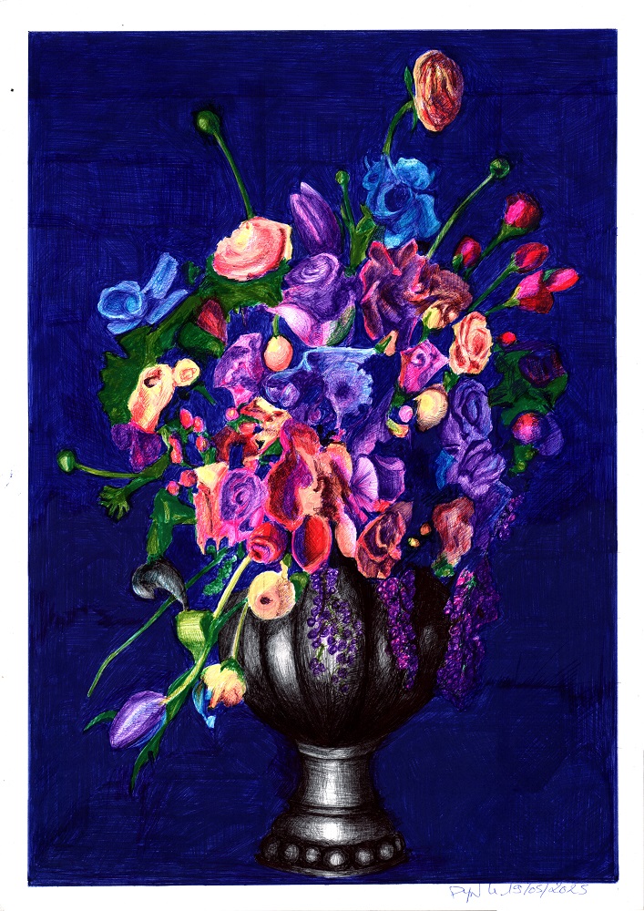 Bouquet multicolore au stylo à bille